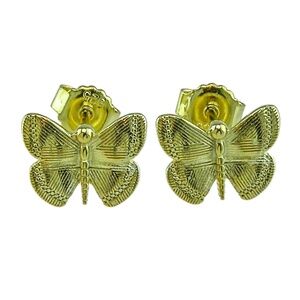 Textured Butterfly Stud Earrings 14k Gold Plated 925 Sterling Silver